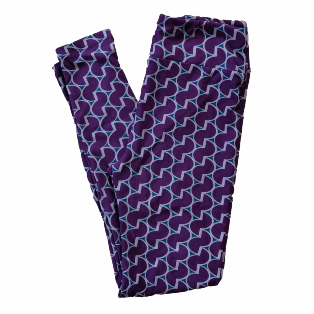 LuLaRoe OS Leggings Purple Geometric Print NWOT One Size